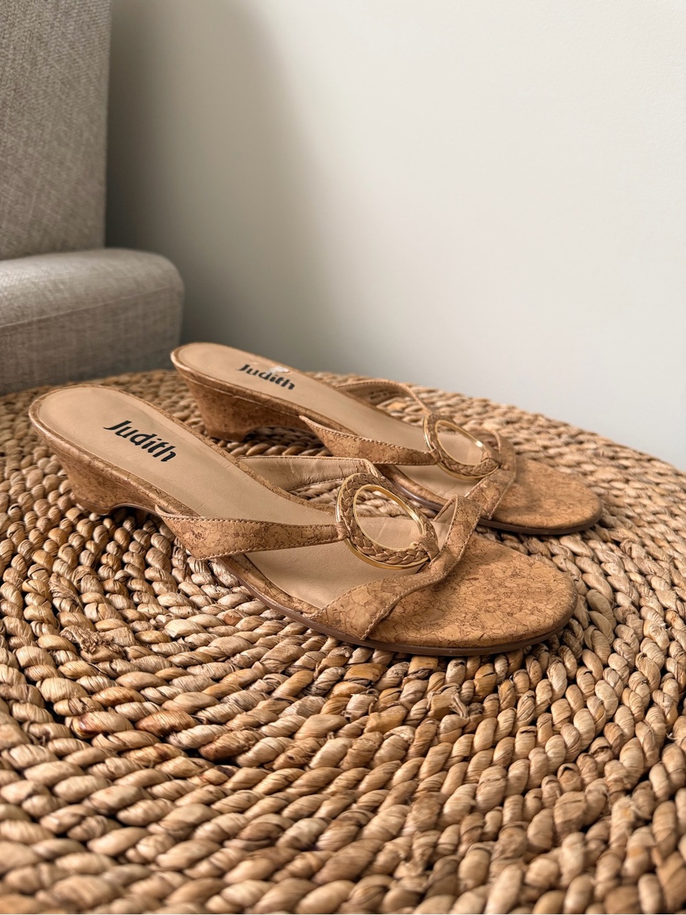 Vintage Tan Cork Heel Sandals